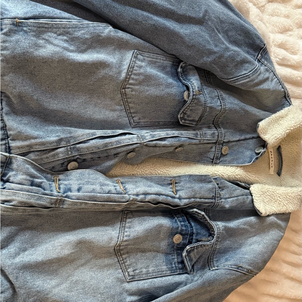 PacSun Light Blue Denim Jacket with White Sherpa